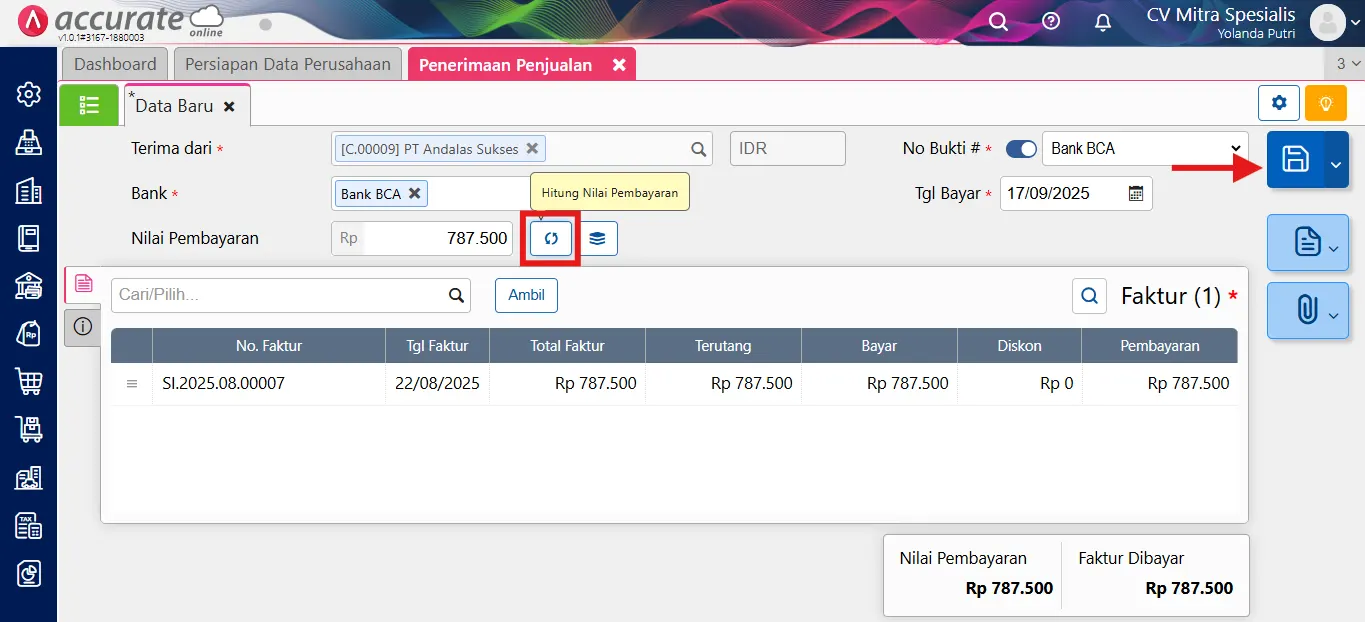 fitur penerimaan penjualan Accurate Online